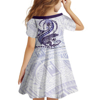 Purple Maori Tuatara Family Matching Off Shoulder Short Dress and Hawaiian Shirt Luxury Pastel Pattern LT01 - Polynesian Pride