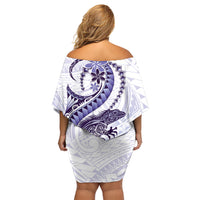 Purple Maori Tuatara Family Matching Off Shoulder Short Dress and Hawaiian Shirt Luxury Pastel Pattern LT01 - Polynesian Pride