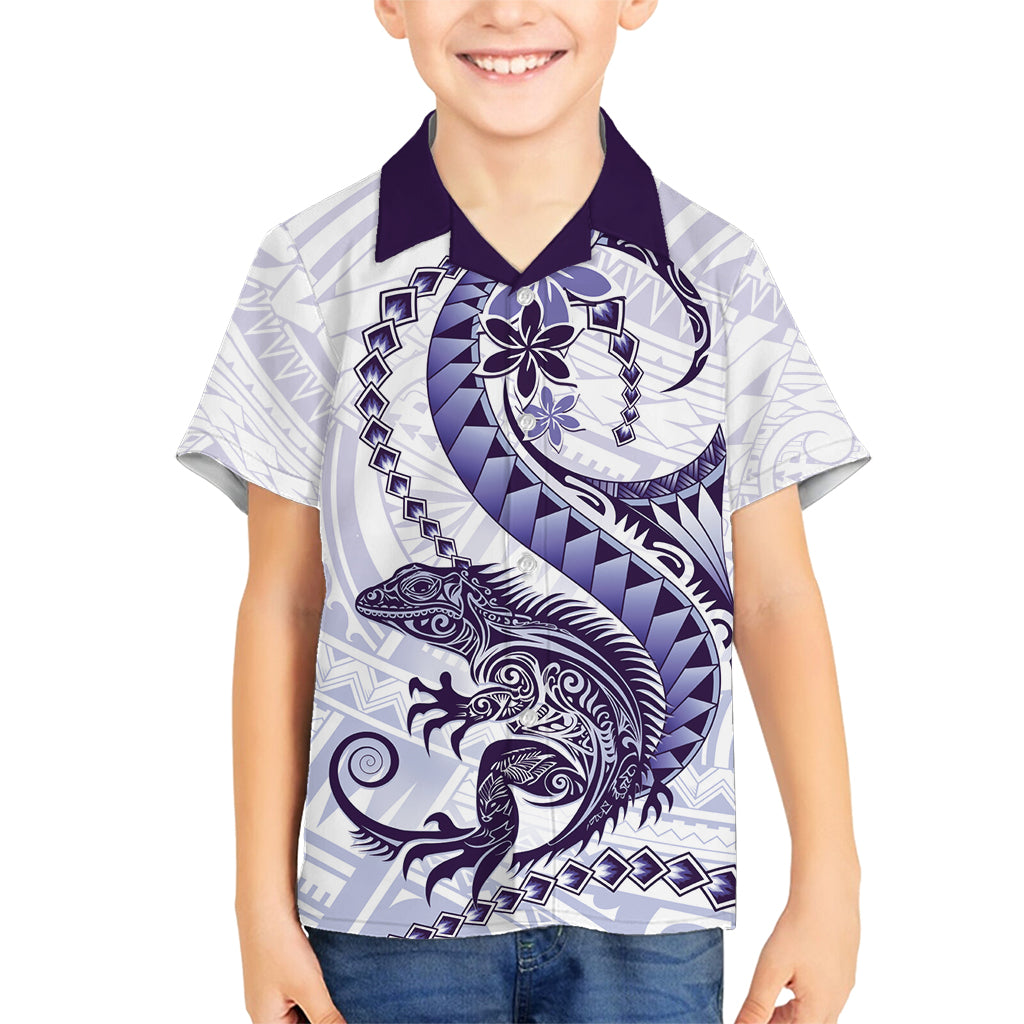 Purple Maori Tuatara Family Matching Off Shoulder Short Dress and Hawaiian Shirt Luxury Pastel Pattern LT01 Son's Shirt Purple - Polynesian Pride
