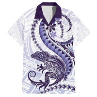 Purple Maori Tuatara Family Matching Summer Maxi Dress and Hawaiian Shirt Luxury Pastel Pattern LT01 Dad's Shirt - Short Sleeve Purple - Polynesian Pride