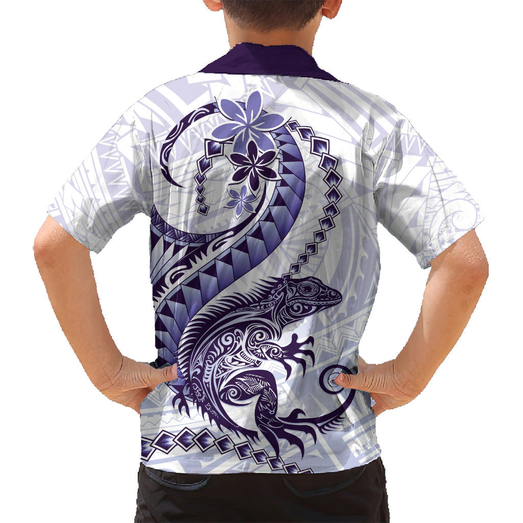 Purple Maori Tuatara Family Matching Tank Maxi Dress and Hawaiian Shirt Luxury Pastel Pattern LT01 - Polynesian Pride