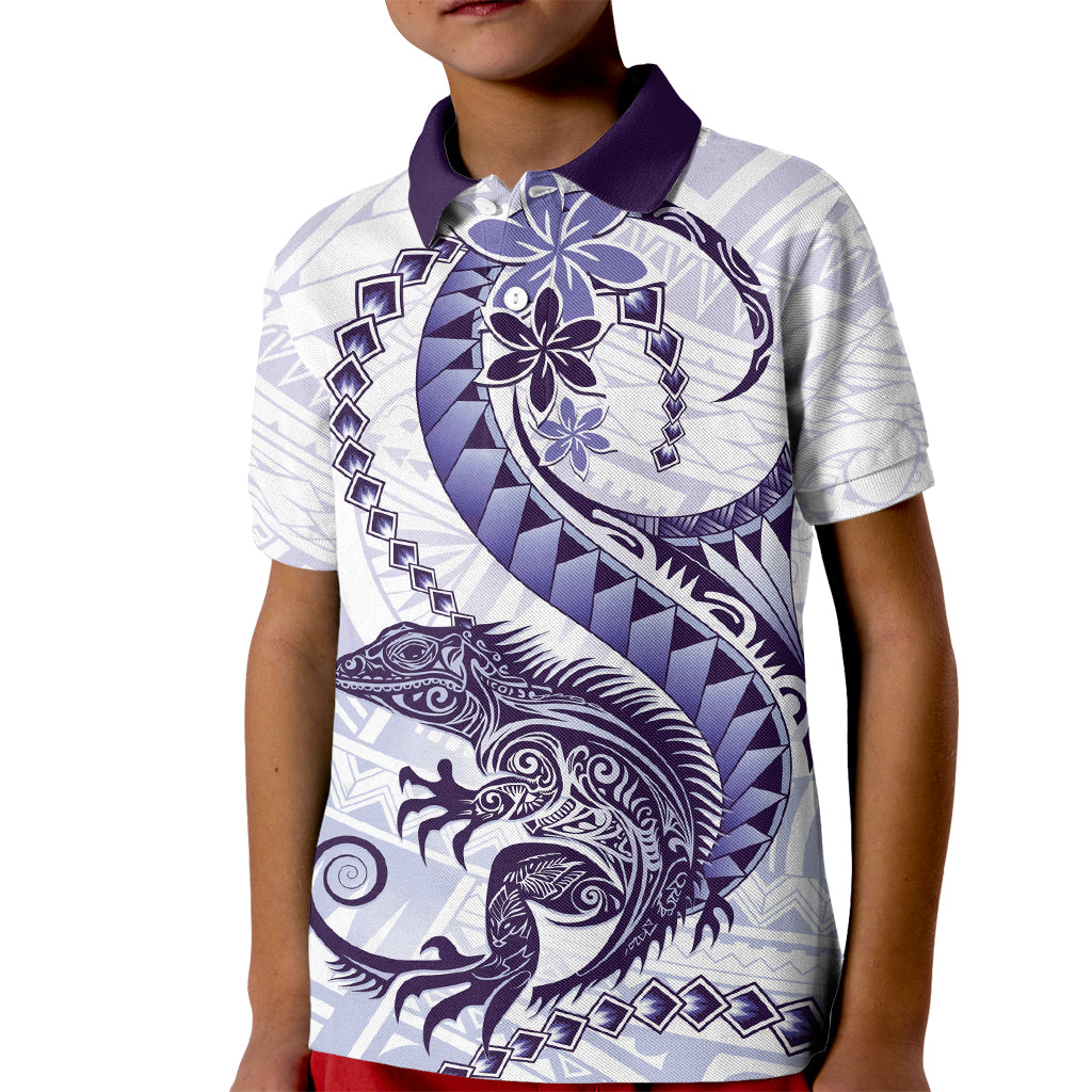 Purple Maori Tuatara Kid Polo Shirt Luxury Pastel Pattern LT01 Kid Purple - Polynesian Pride