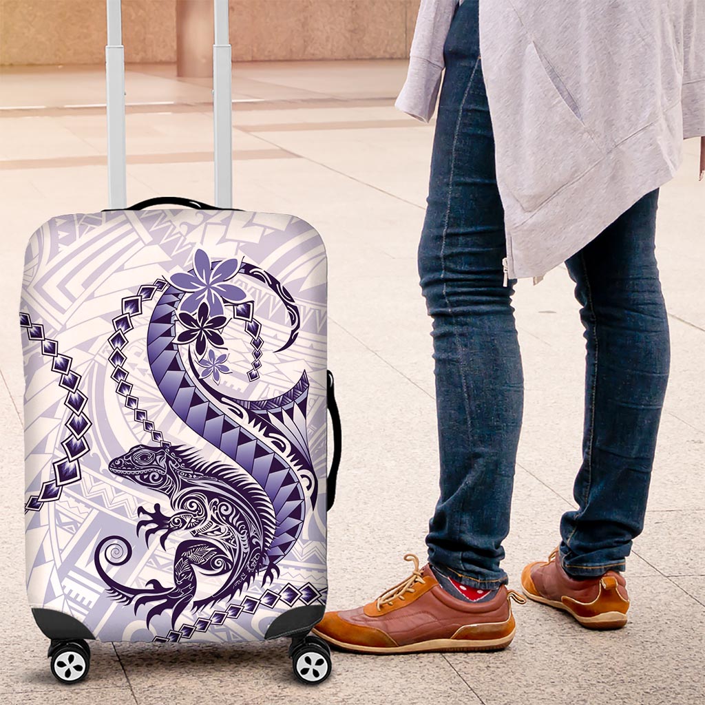 Purple Maori Tuatara Luggage Cover Luxury Pastel Pattern