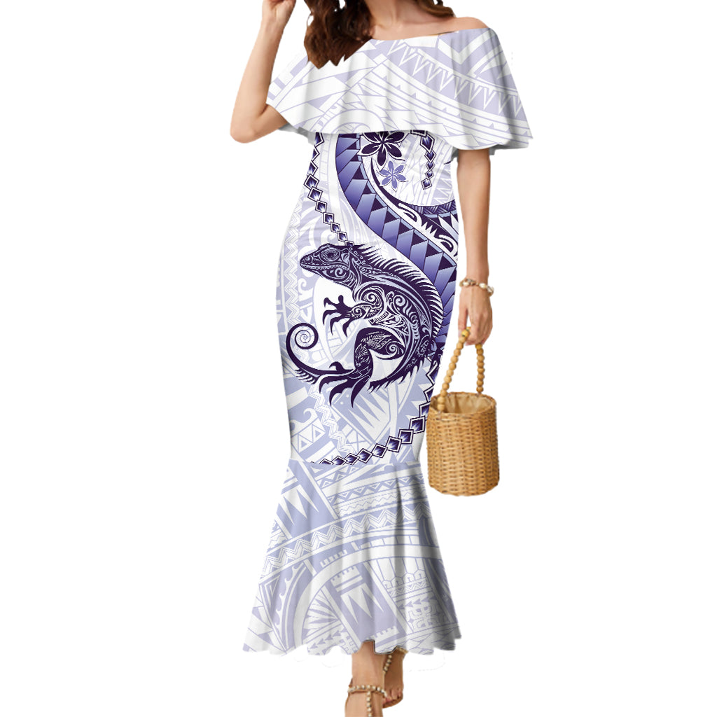 Purple Maori Tuatara Mermaid Dress Luxury Pastel Pattern LT01 Women Purple - Polynesian Pride
