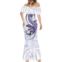Purple Maori Tuatara Mermaid Dress Luxury Pastel Pattern LT01 - Polynesian Pride
