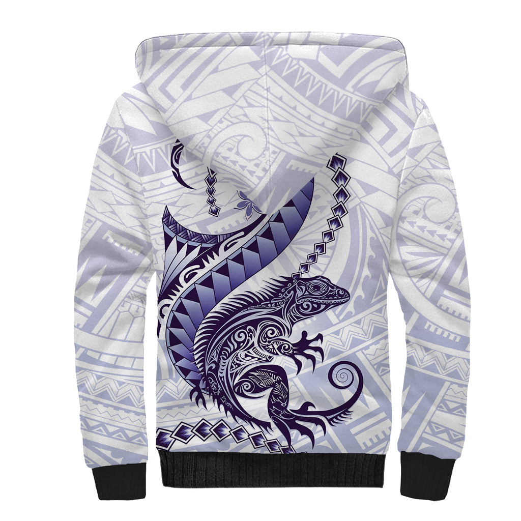 Purple Maori Tuatara Sherpa Hoodie Luxury Pastel Pattern