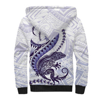 Purple Maori Tuatara Sherpa Hoodie Luxury Pastel Pattern