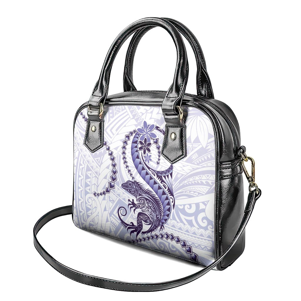 Purple Maori Tuatara Shoulder Handbag Luxury Pastel Pattern
