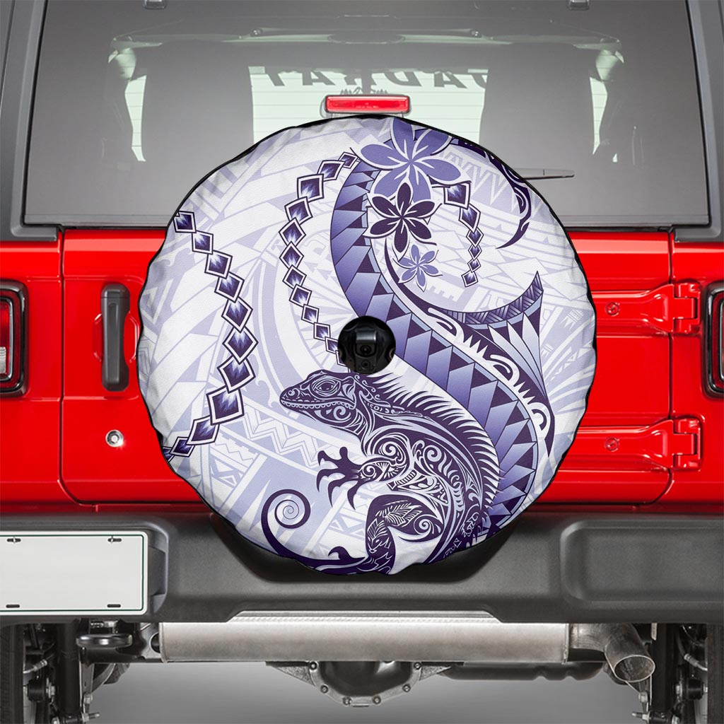 Purple Maori Tuatara Spare Tire Cover Luxury Pastel Pattern
