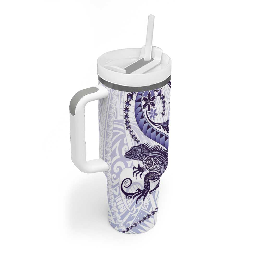 Purple Maori Tuatara Tumbler With Handle Luxury Pastel Pattern