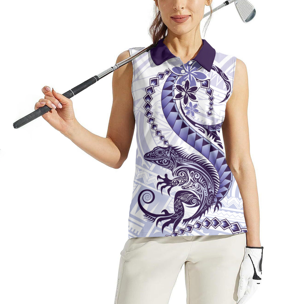 Purple Maori Tuatara Women Sleeveless Polo Shirt Luxury Pastel Pattern