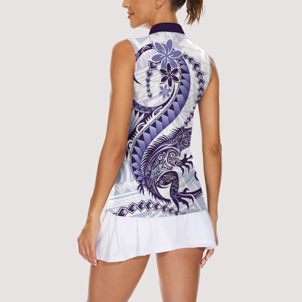 Purple Maori Tuatara Women Sleeveless Polo Shirt Luxury Pastel Pattern