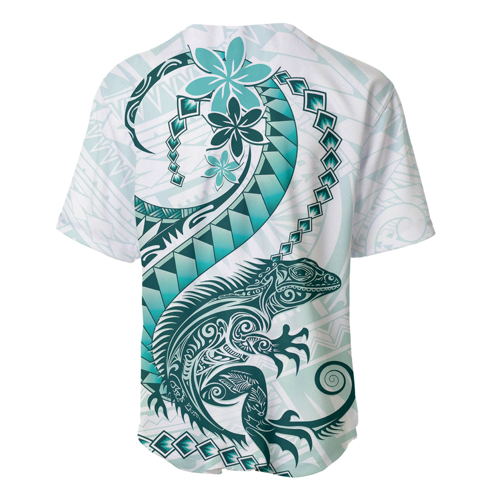 Teal Maori Tuatara Baseball Jersey Luxury Pastel Pattern LT01 - Polynesian Pride