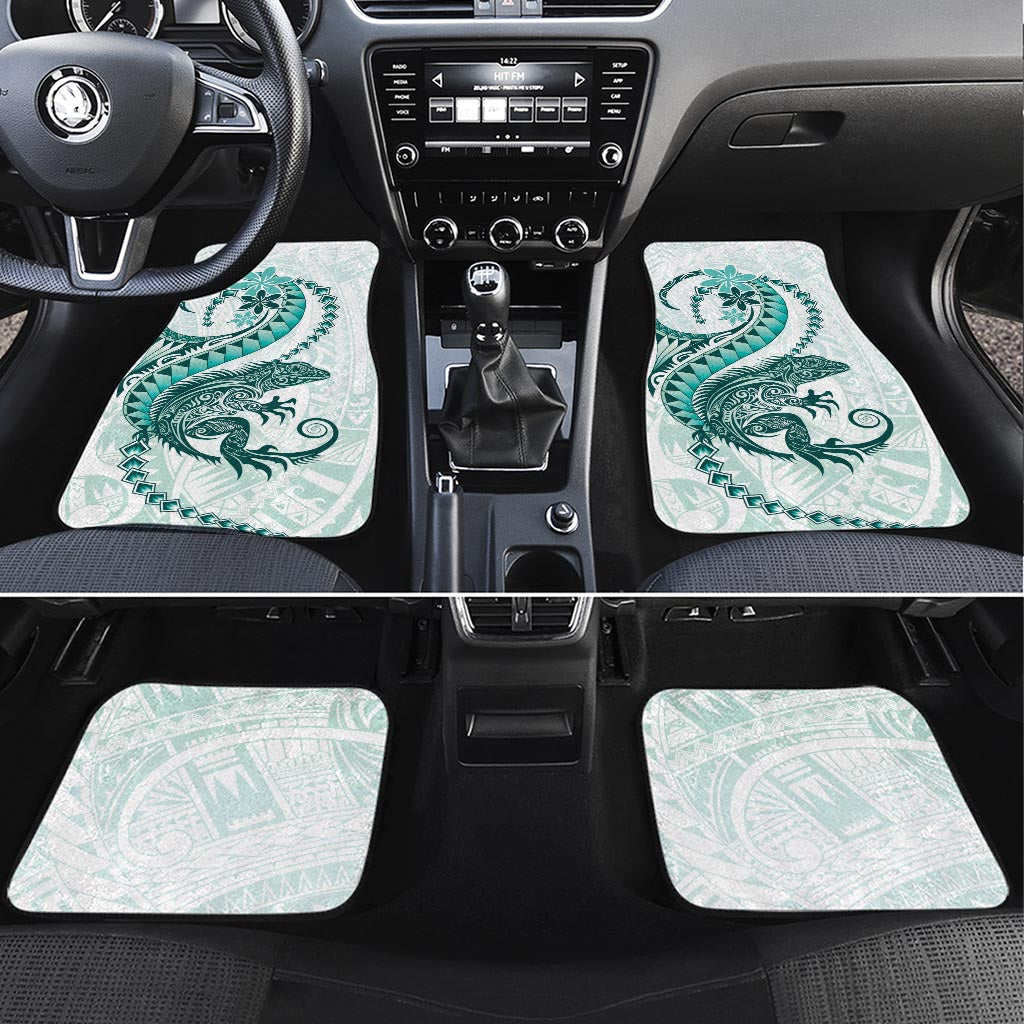 Teal Maori Tuatara Car Mats Luxury Pastel Pattern