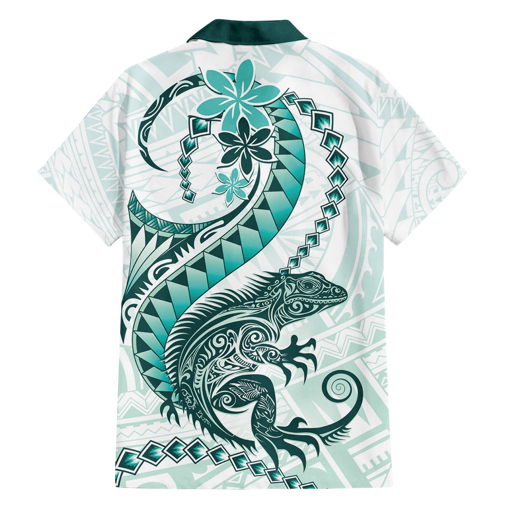 Teal Maori Tuatara Family Matching Long Sleeve Bodycon Dress and Hawaiian Shirt Luxury Pastel Pattern LT01 - Polynesian Pride