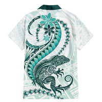 Teal Maori Tuatara Family Matching Mermaid Dress and Hawaiian Shirt Luxury Pastel Pattern LT01 - Polynesian Pride