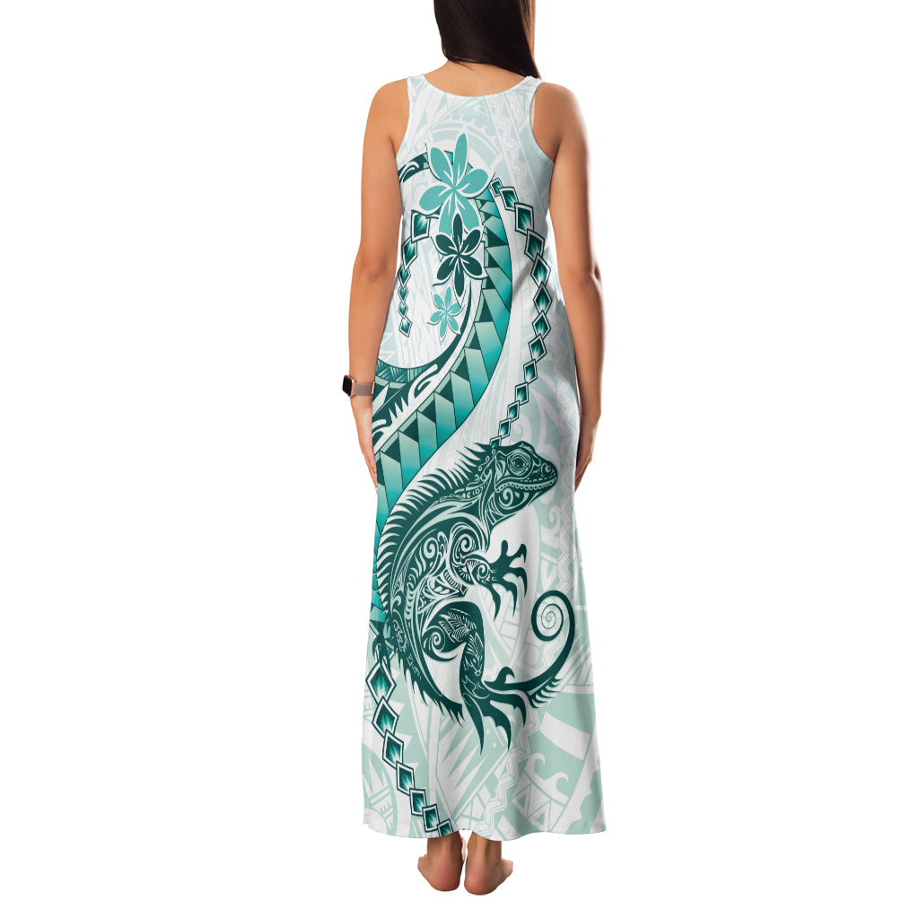 Teal Maori Tuatara Family Matching Tank Maxi Dress and Hawaiian Shirt Luxury Pastel Pattern LT01 - Polynesian Pride