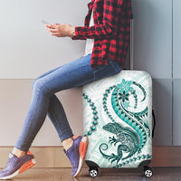 Teal Maori Tuatara Luggage Cover Luxury Pastel Pattern