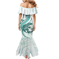 Teal Maori Tuatara Mermaid Dress Luxury Pastel Pattern LT01 - Polynesian Pride