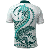 Teal Maori Tuatara Polo Shirt Luxury Pastel Pattern