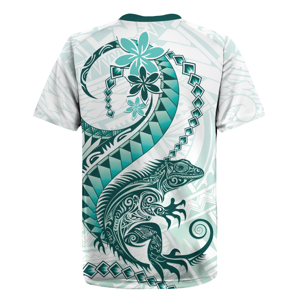 Teal Maori Tuatara Rugby Jersey Luxury Pastel Pattern