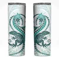 Teal Maori Tuatara Skinny Tumbler Luxury Pastel Pattern LT01 Teal - Polynesian Pride