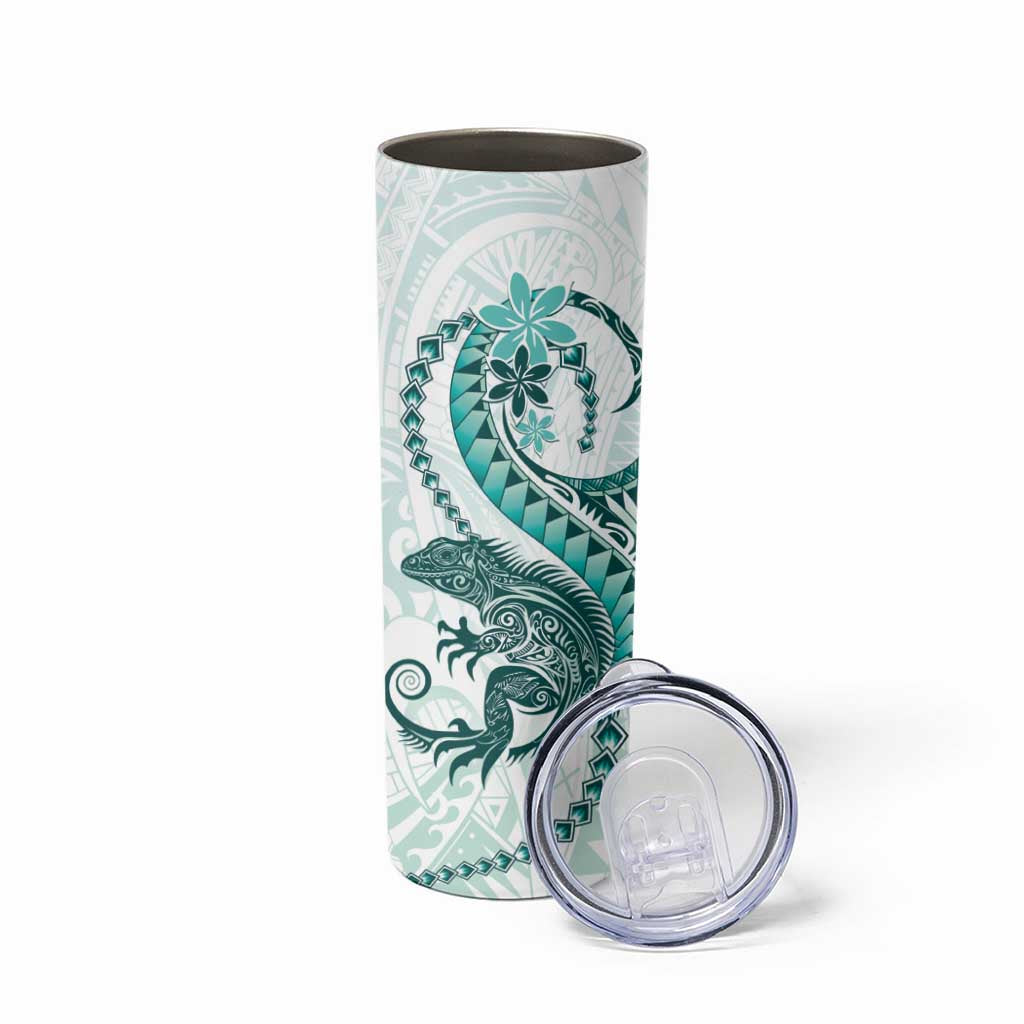 Teal Maori Tuatara Skinny Tumbler Luxury Pastel Pattern LT01 - Polynesian Pride