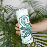 Teal Maori Tuatara Skinny Tumbler Luxury Pastel Pattern LT01 - Polynesian Pride