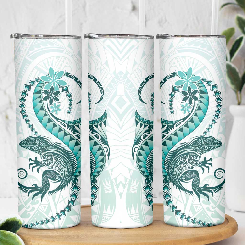 Teal Maori Tuatara Skinny Tumbler Luxury Pastel Pattern LT01 - Polynesian Pride