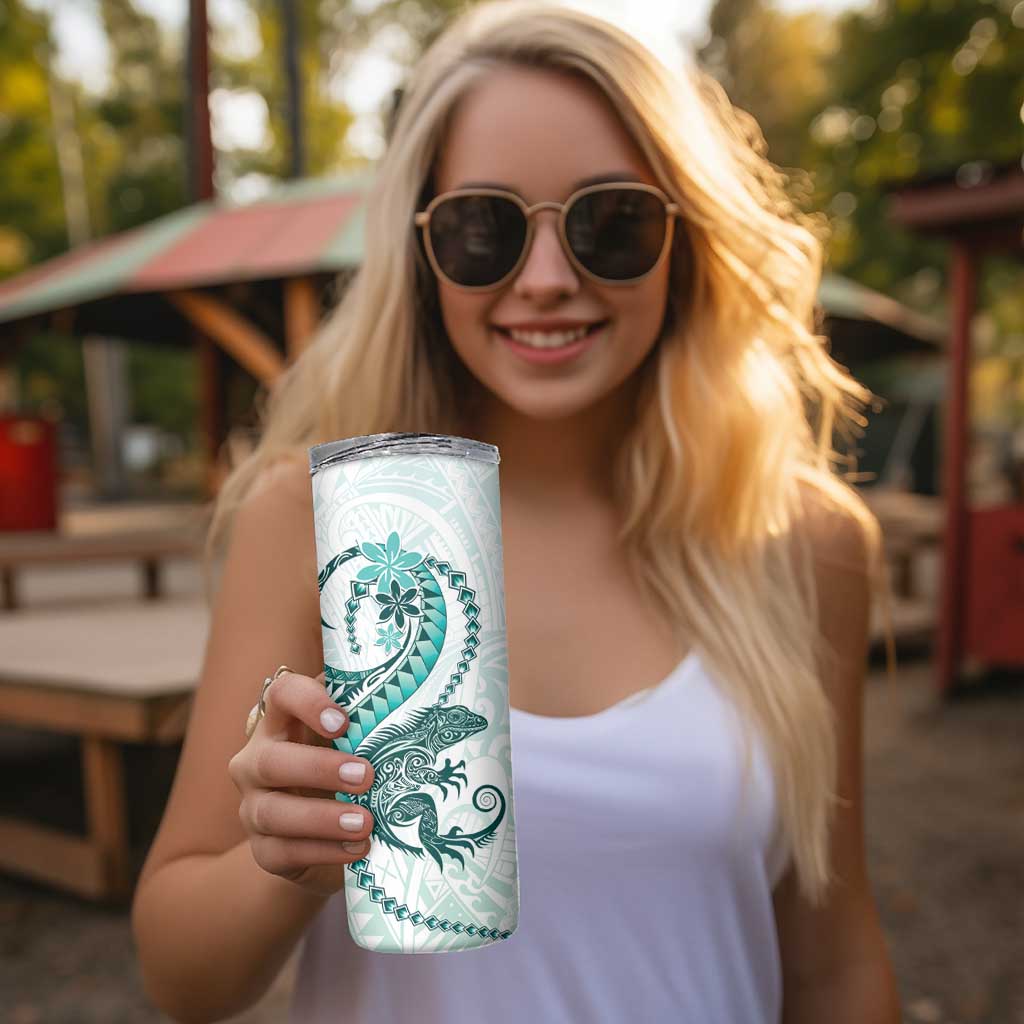 Teal Maori Tuatara Skinny Tumbler Luxury Pastel Pattern LT01 - Polynesian Pride