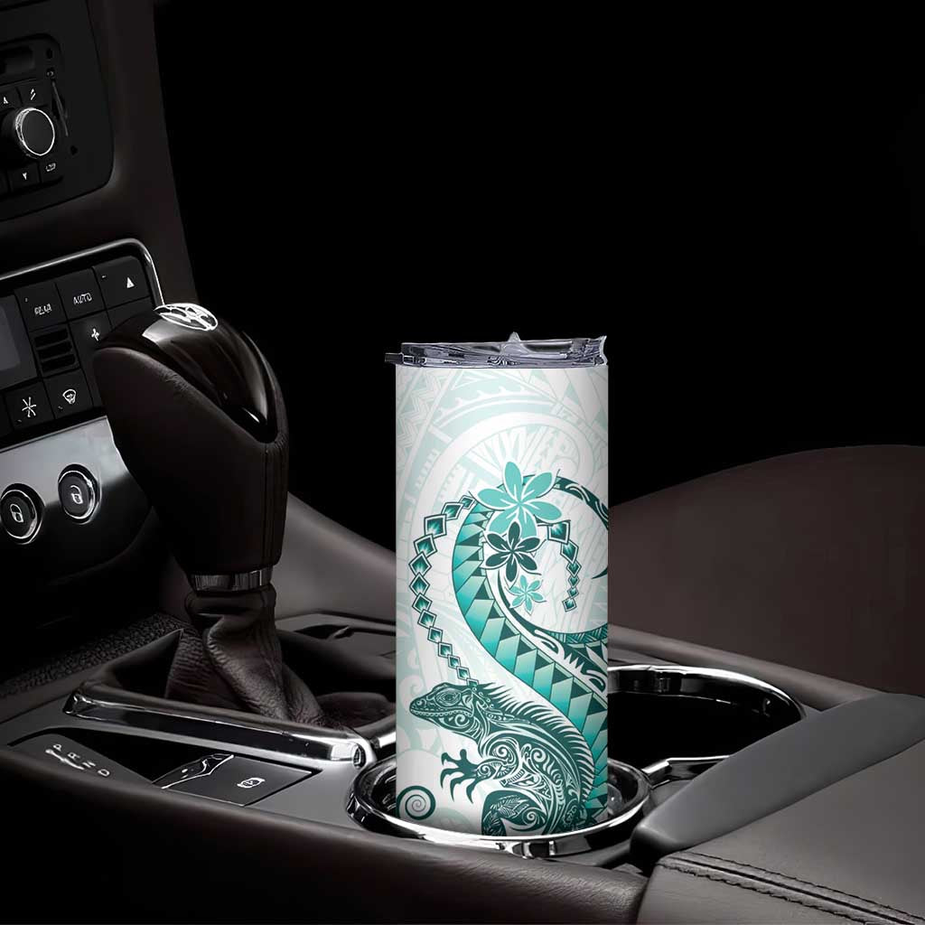 Teal Maori Tuatara Skinny Tumbler Luxury Pastel Pattern LT01 - Polynesian Pride
