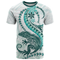 Teal Maori Tuatara T Shirt Luxury Pastel Pattern LT01 Teal - Polynesian Pride