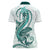 Teal Maori Tuatara Women Polo Shirt Luxury Pastel Pattern