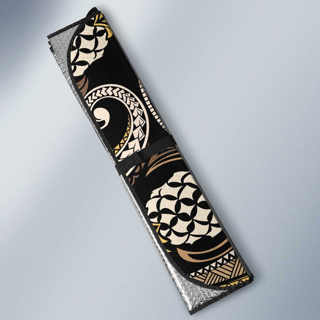 Hawaii Pineapple Brown Tribal Pattern Auto Sun Shade - Polynesian Pride