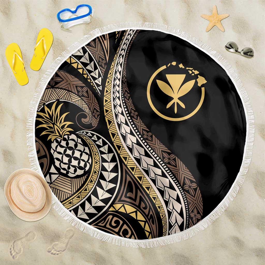 Hawaii Pineapple Brown Tribal Pattern Beach Blanket - Polynesian Pride