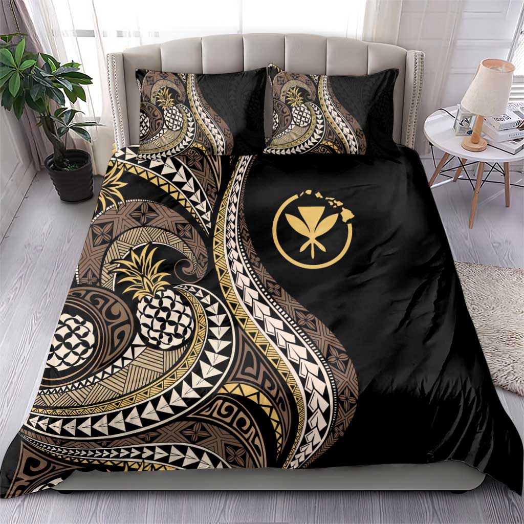 Hawaii Pineapple Brown Tribal Pattern Bedding Set - Polynesian Pride