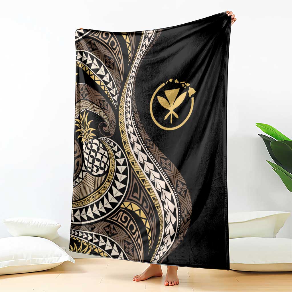 Hawaii Pineapple Brown Tribal Pattern Blanket - Polynesian Pride