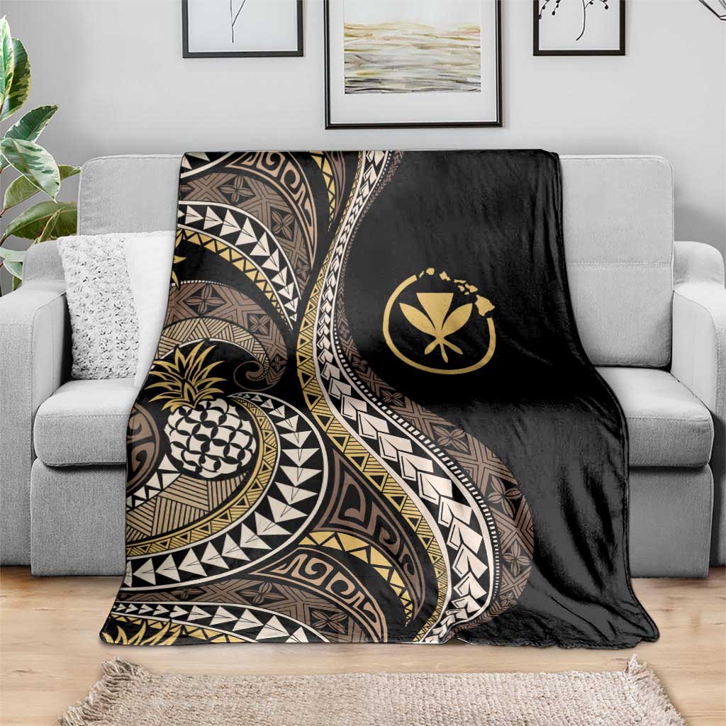Hawaii Pineapple Brown Tribal Pattern Blanket - Polynesian Pride