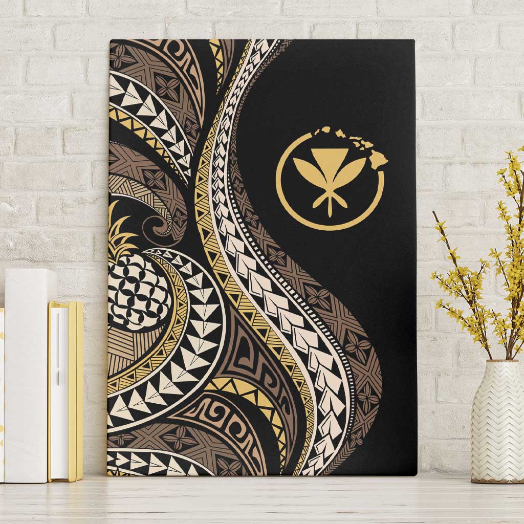 Hawaii Pineapple Brown Tribal Pattern Canvas Wall Art - Polynesian Pride