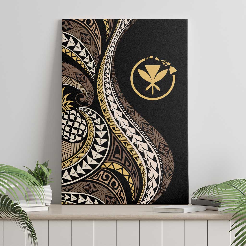 Hawaii Pineapple Brown Tribal Pattern Canvas Wall Art - Polynesian Pride