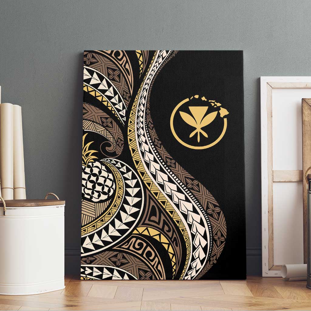 Hawaii Pineapple Brown Tribal Pattern Canvas Wall Art - Polynesian Pride
