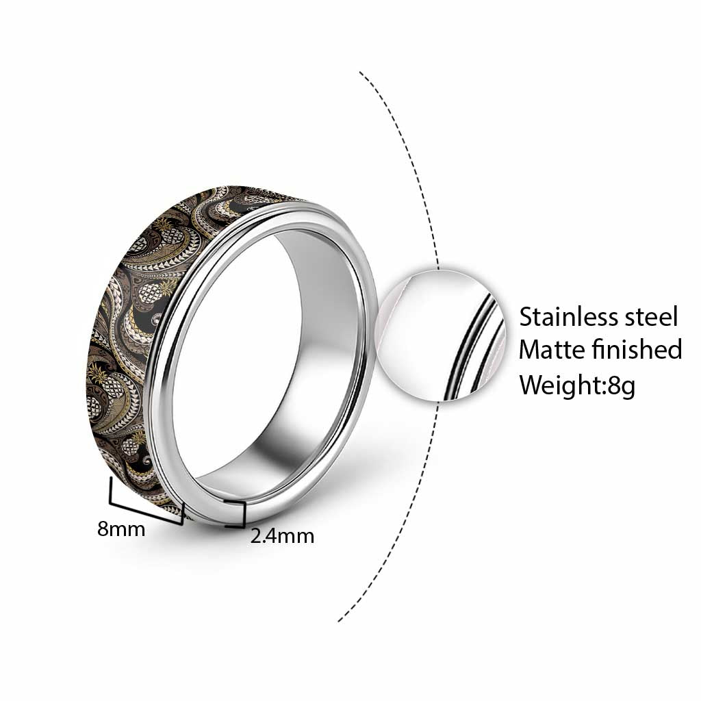 Hawaii Pineapple Brown Tribal Pattern Classic Ring LT01 - Polynesian Pride