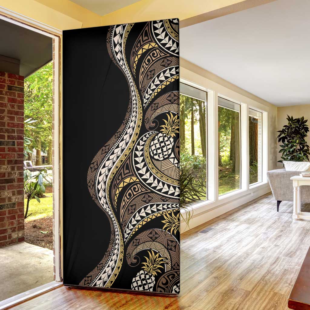 Hawaii Pineapple Brown Tribal Pattern Door Cover - Polynesian Pride