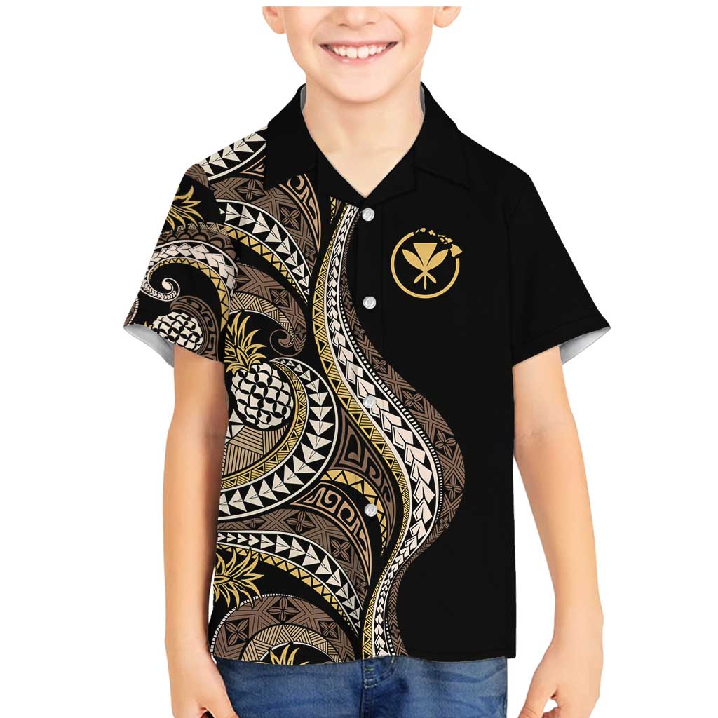 Hawaii Pineapple Brown Tribal Pattern Family Matching Mermaid Dress and Hawaiian Shirt - Polynesian Pride