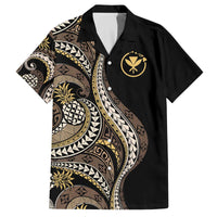 Hawaii Pineapple Brown Tribal Pattern Family Matching Off The Shoulder Long Sleeve Dress and Hawaiian Shirt - Polynesian Pride