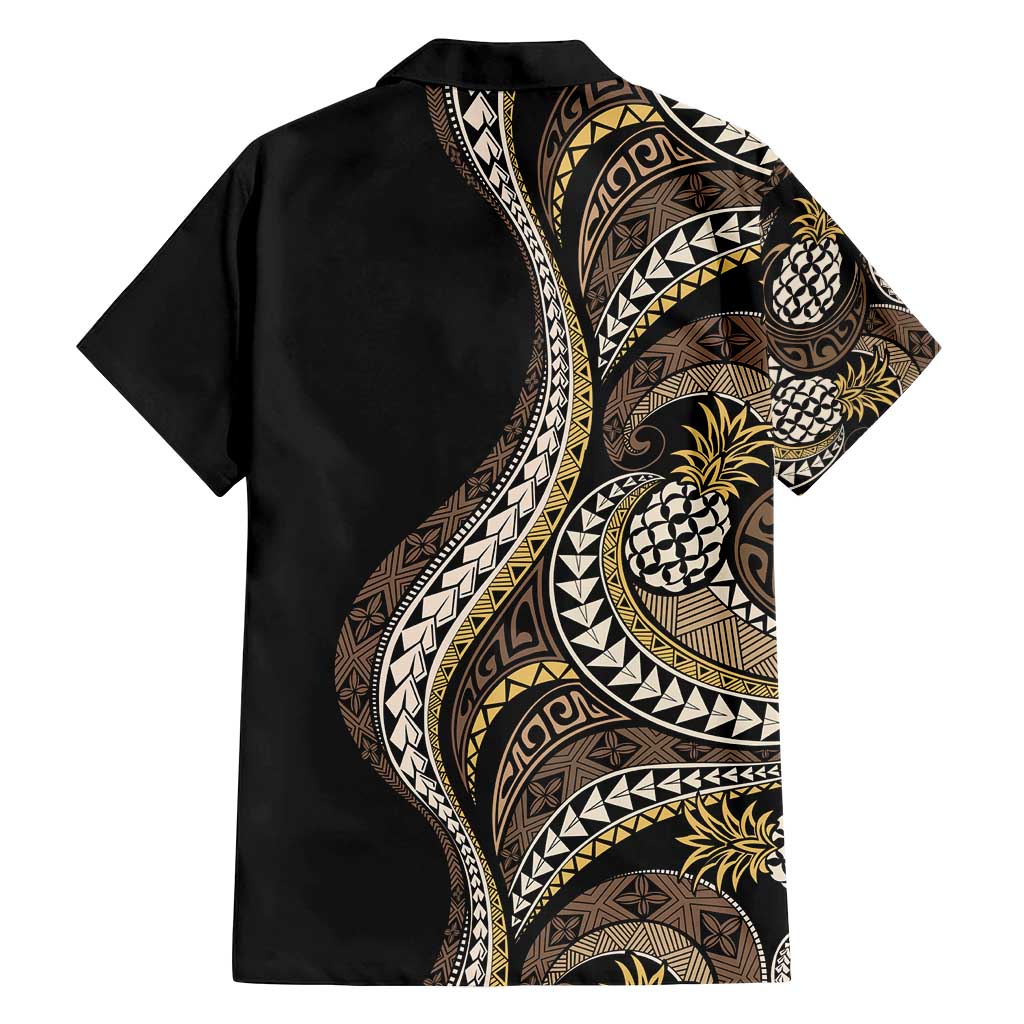 Hawaii Pineapple Brown Tribal Pattern Family Matching Off Shoulder Maxi Dress and Hawaiian Shirt - Polynesian Pride
