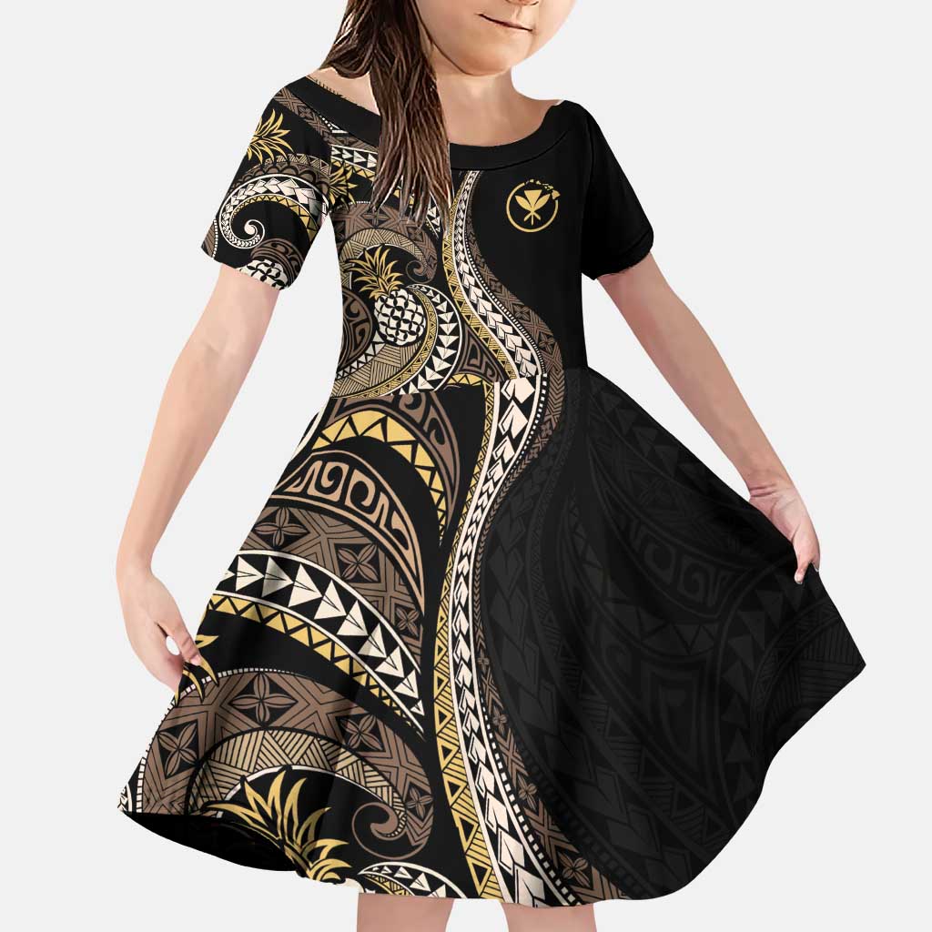 Hawaii Pineapple Brown Tribal Pattern Family Matching Puletasi and Hawaiian Shirt - Polynesian Pride
