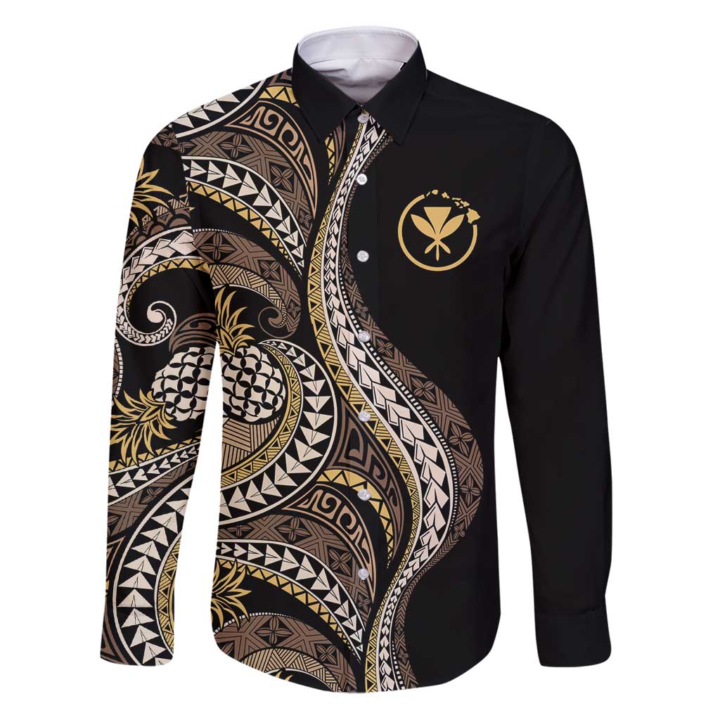 Hawaii Pineapple Brown Tribal Pattern Family Matching Puletasi and Hawaiian Shirt - Polynesian Pride