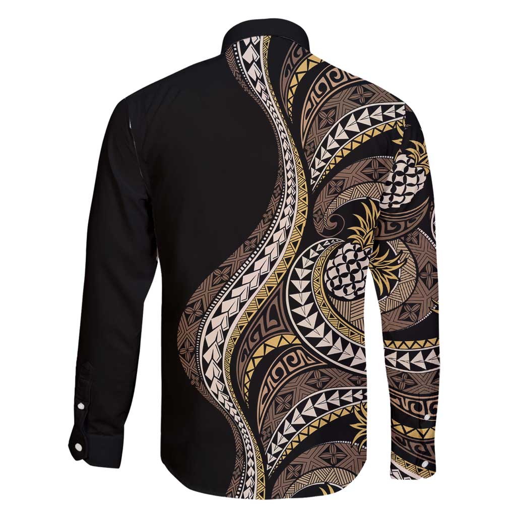 Hawaii Pineapple Brown Tribal Pattern Family Matching Puletasi and Hawaiian Shirt - Polynesian Pride