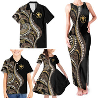 Hawaii Pineapple Brown Tribal Pattern Family Matching Tank Maxi Dress and Hawaiian Shirt - Polynesian Pride